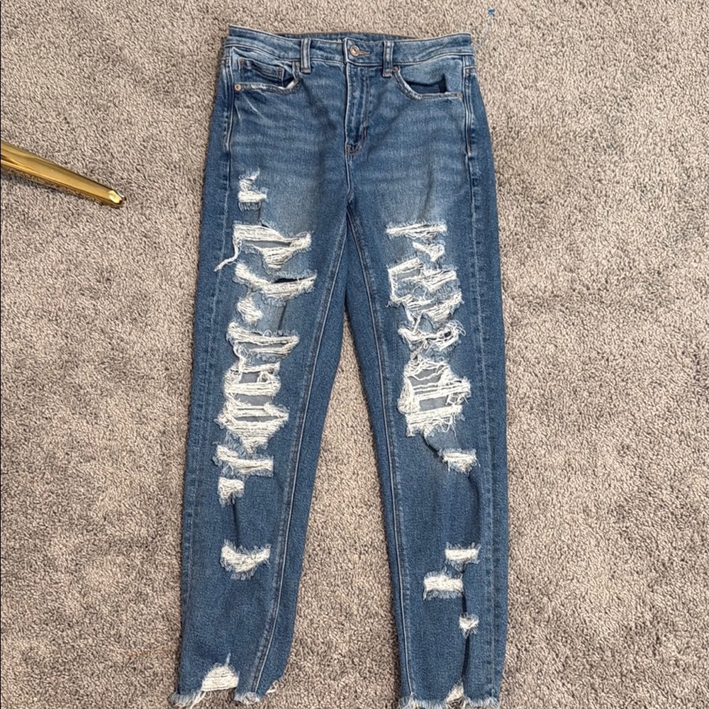 American Eagle Outfitters Ripped Blue Skinny Jeans